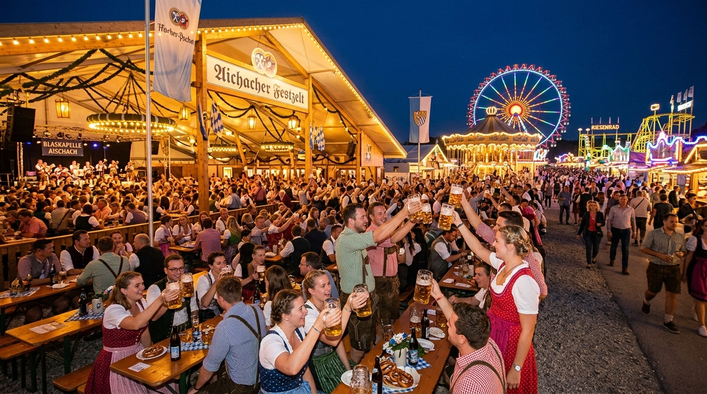 Aichacher Volksfest 2027 – Bayerisches Volksfest mit Festzelt & Fahrgeschäften
