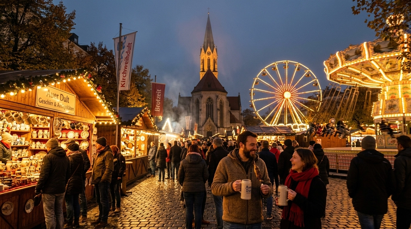 Auer Dult Kirchweihdult 2026 in München – Termine, Markt & Fahrgeschäfte
