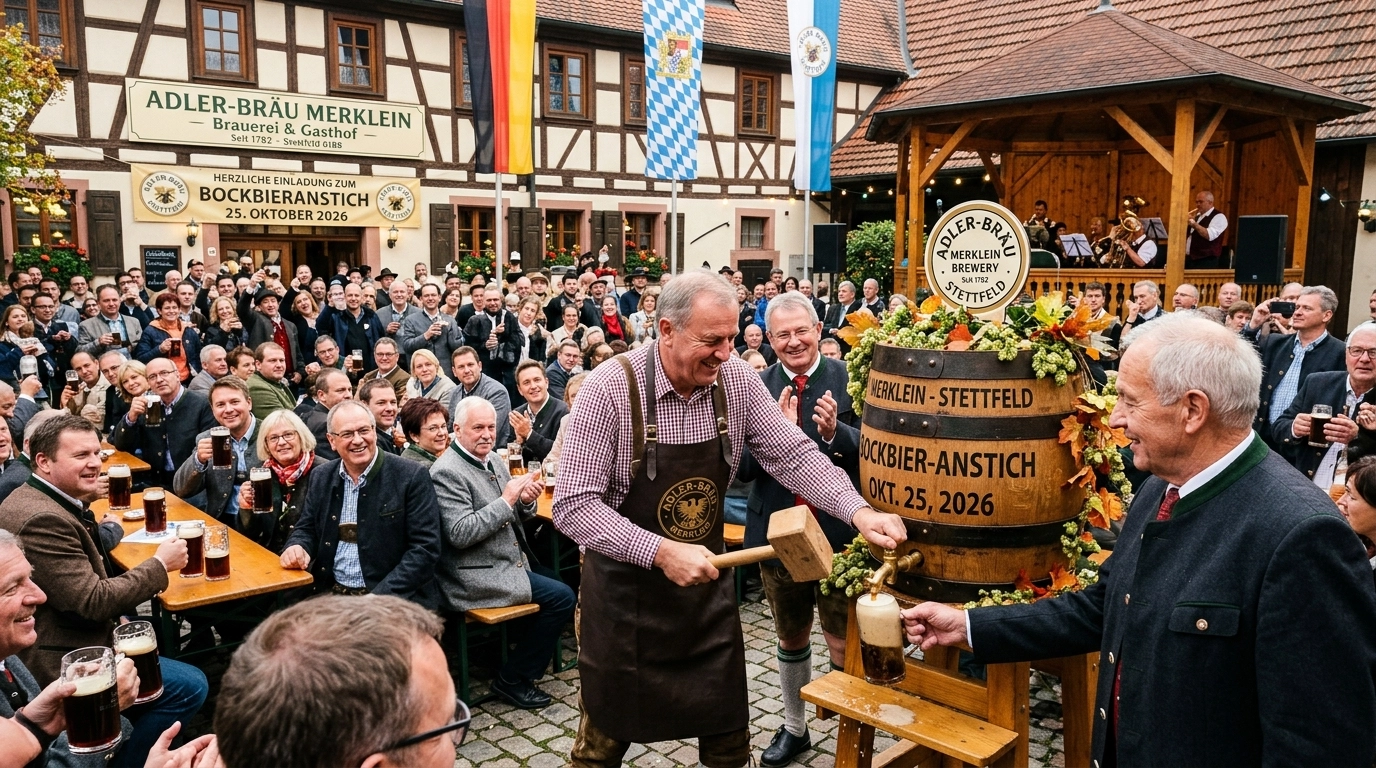 Bockbieranstich Adler-Bräu Stettfeld 2026: Tradition seit 1730