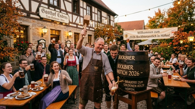 Bockbieranstich 2026 bei Brauerei Endres Zum Goldenen Adler in Höfen