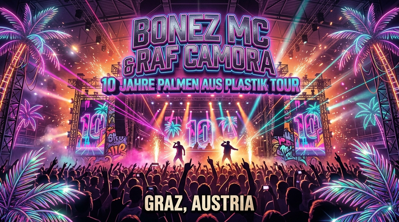 Bonez MC & RAF Camora 2026: 10 Jahre Palmen aus Plastik Tour in Graz