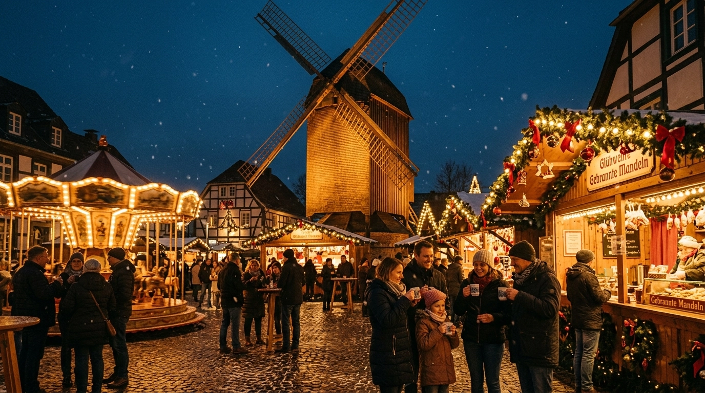 Brachter Mühlenweihnacht in Brüggen (Deutschland) 2026: Kleiner Weihnachtsmarkt an der historischen Mühle