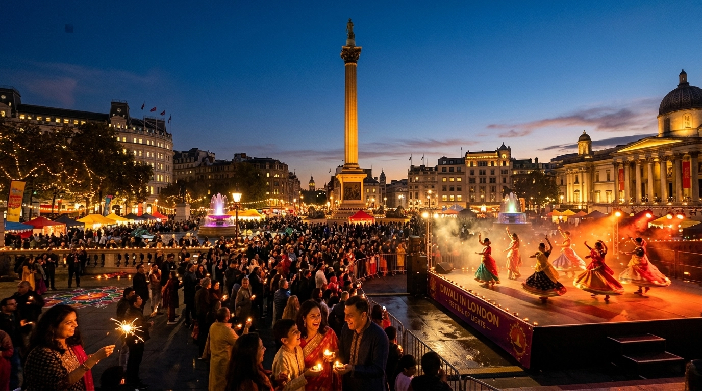 Diwali auf dem Trafalgar Square 2026: Lichterfest in London