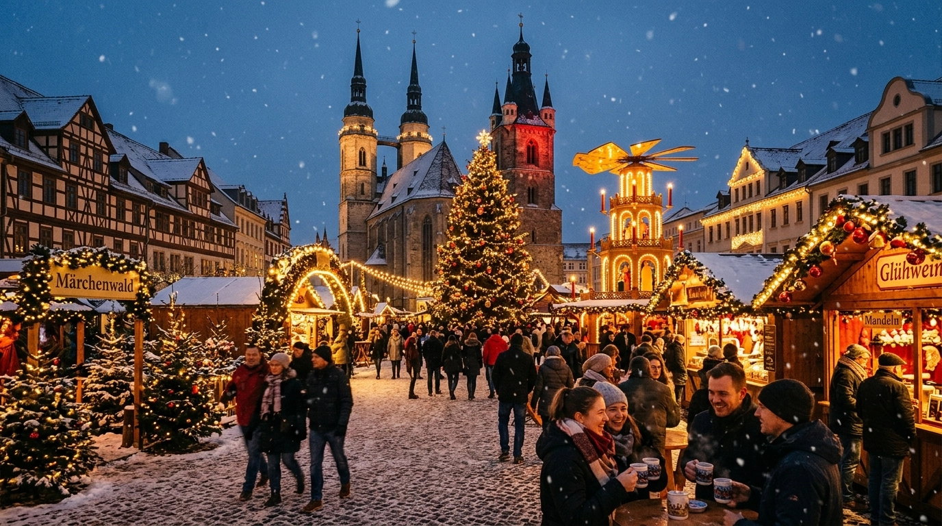 Hallescher Weihnachtsmarkt 2026 – Adventszauber auf Marktplatz & Hallmarkt