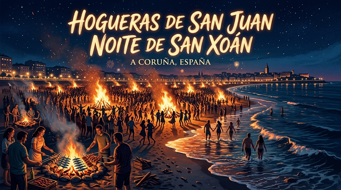 Noite de San Xoán 2027 in A Coruña (Spanien) – Hogueras, Strände & Tipps