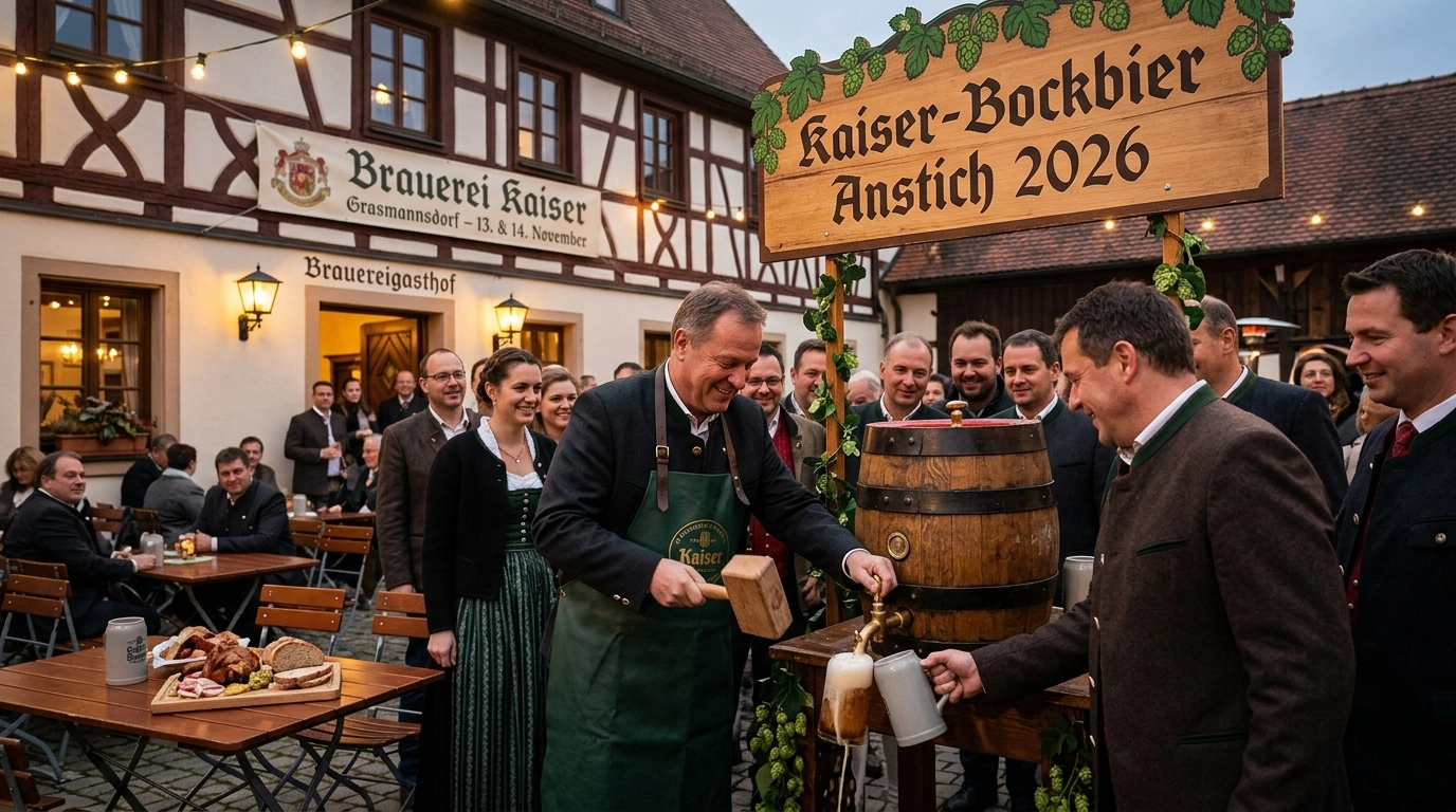 Kaiser-Bockbier 2026: Bockbieranstich bei Brauerei Kaiser in Grasmannsdorf