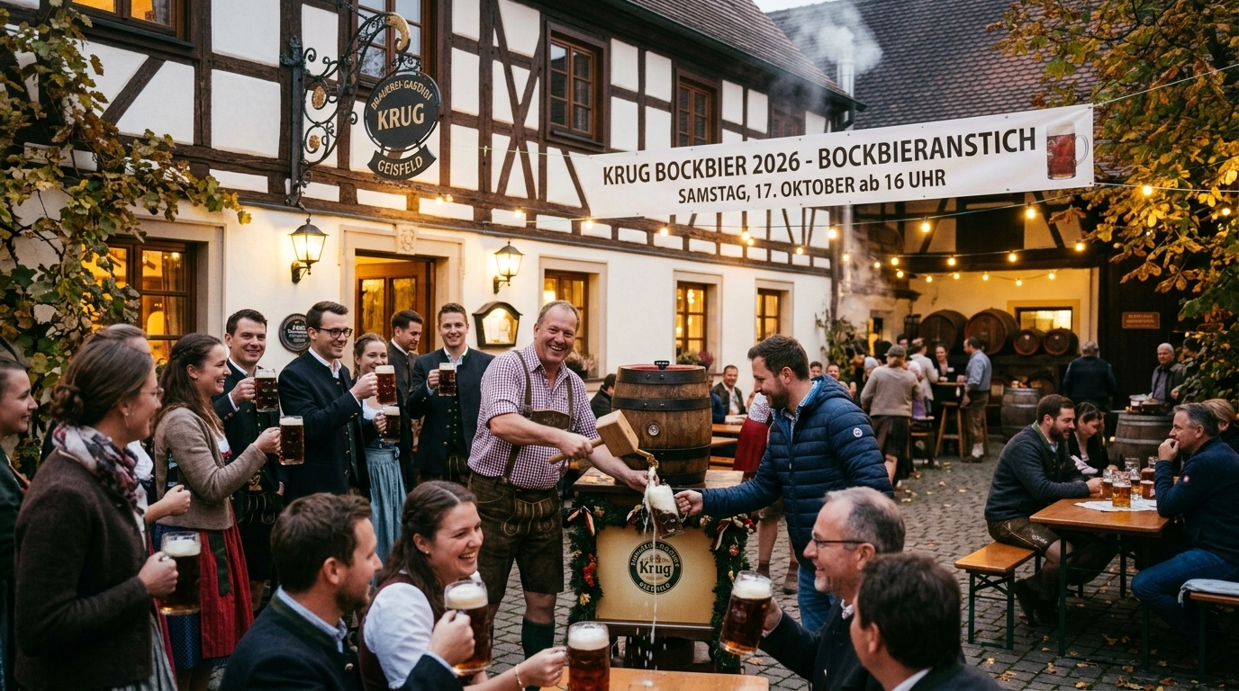 Krug-Bockbier 2026: Bockbieranstich bei Brauerei-Gasthof Krug in Geisfeld