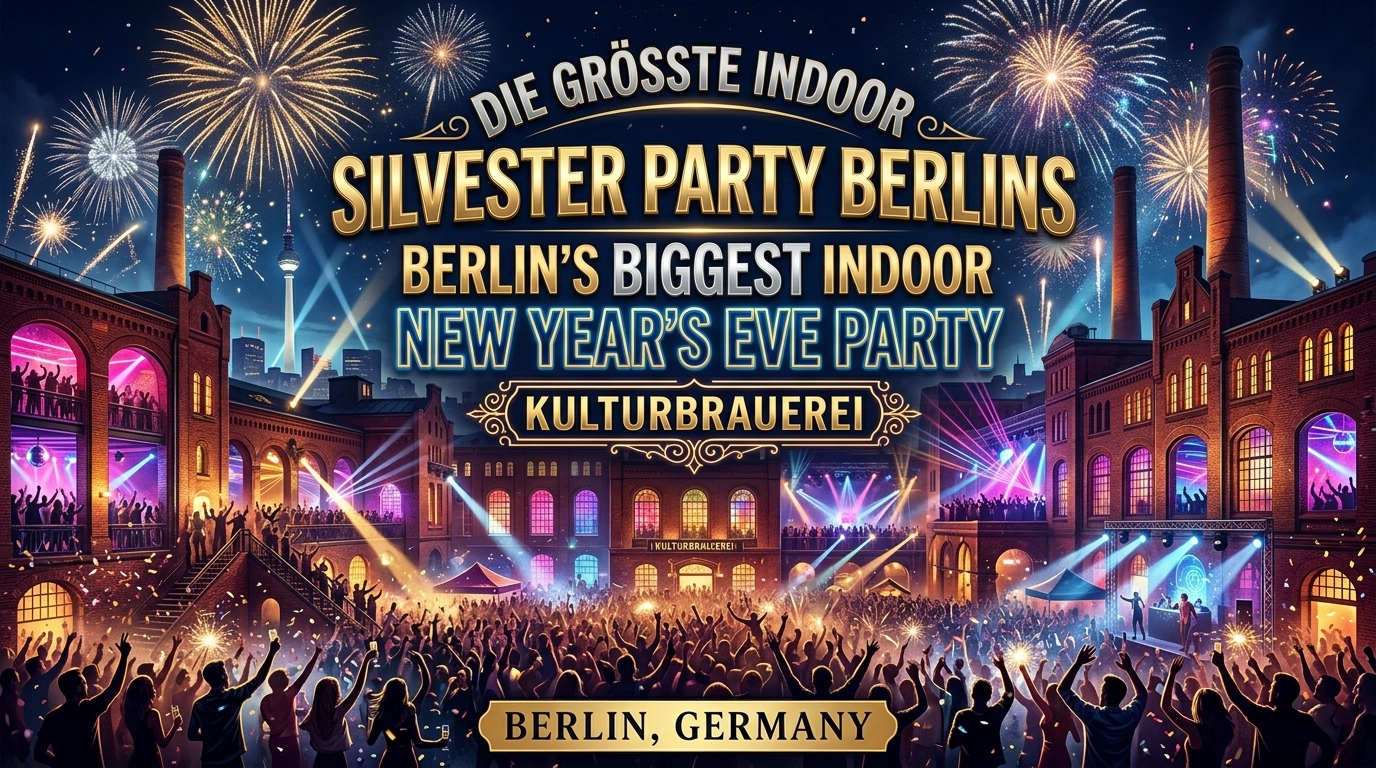 Indoor Silvester Party Kulturbrauerei 2026/2027 – Berlins größte Indoor-Silvesterparty