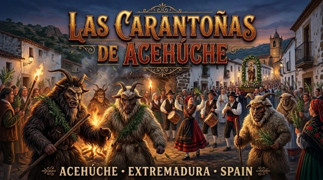 Las Carantoñas de Acehúche 2027 – Traditionelles Maskenfest in Extremadura