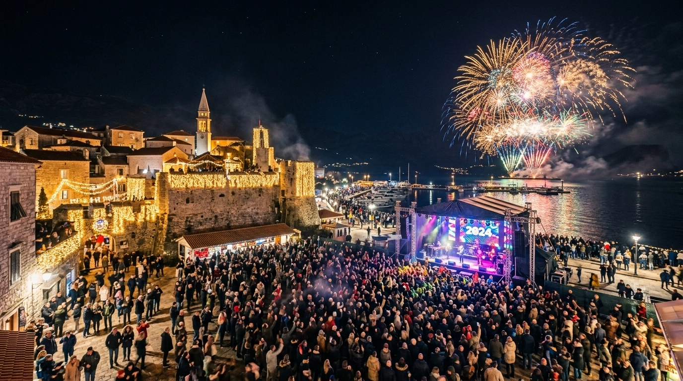 Silvester in Budva (Montenegro) 2026/2027 – Programm, Feuerwerk und Feiern