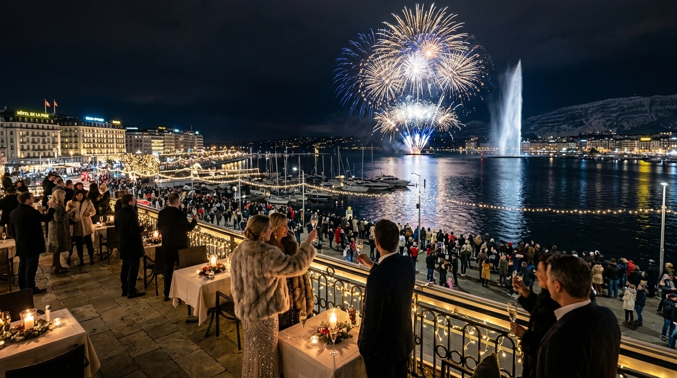 Silvester in Genf 2026/2027 – Feuerwerk, Galas und Seepromenade