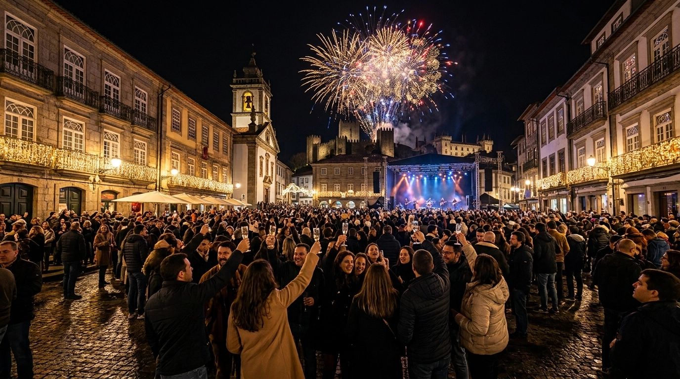 Silvester in Guimarães (Portugal) 2026/2027: Feuerwerk, Programm & Feiern