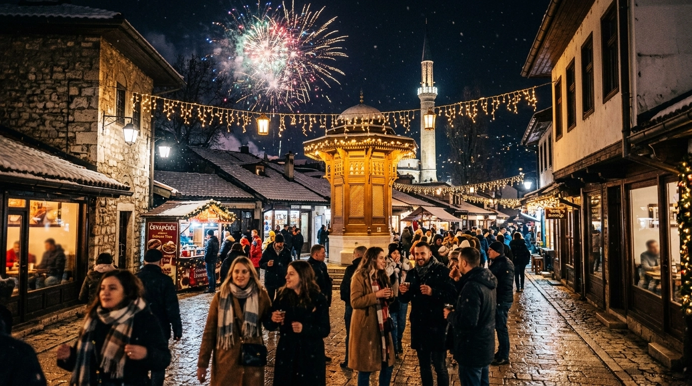 Silvester Sarajevo 2026/2027: Feiern in Baščaršija und am Miljacka Ufer