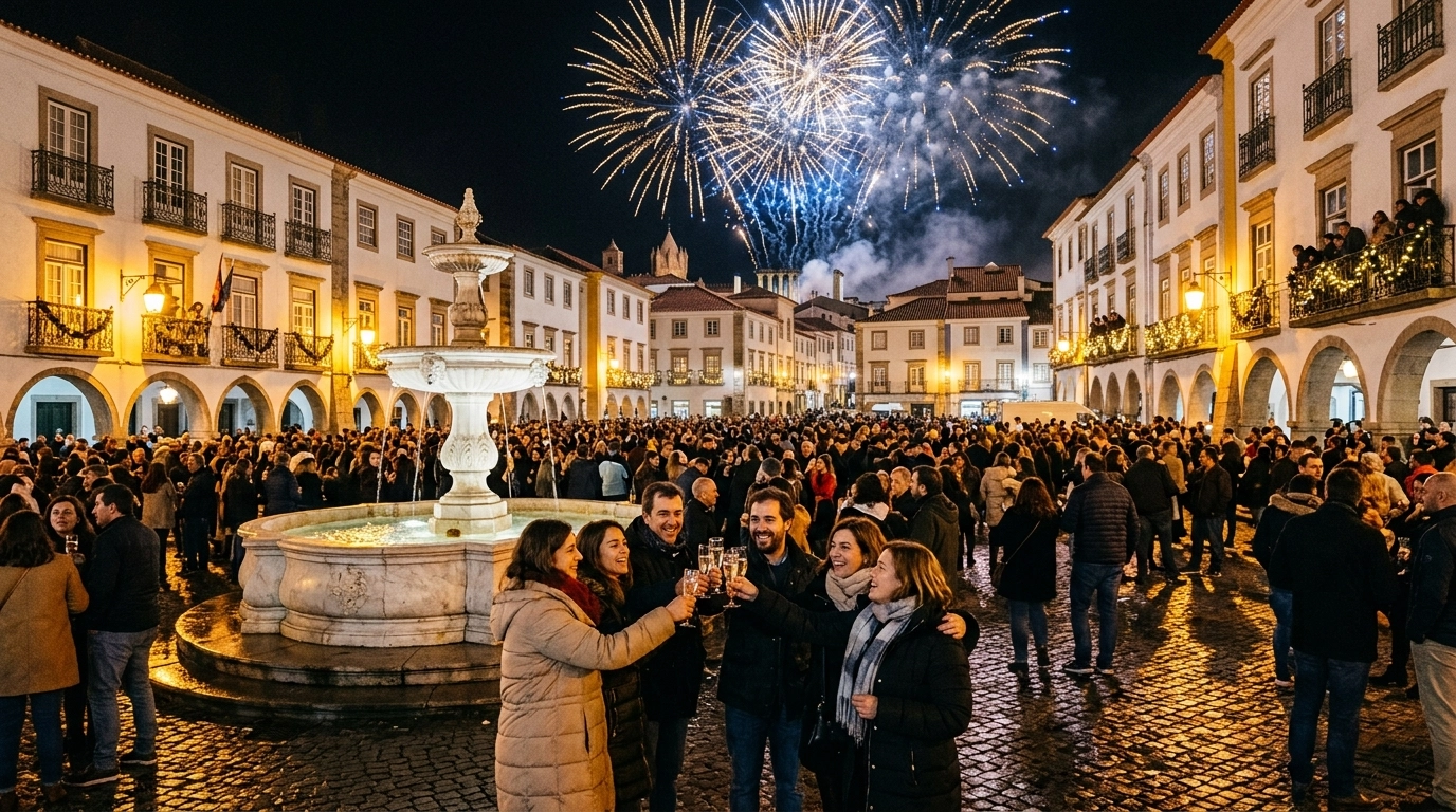 Silvester in Evora (Portugal) 2026/2027: Feiern, Programm und Feuerwerk