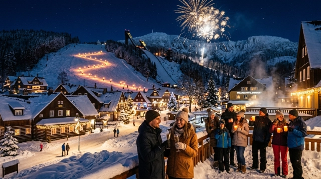 Silvester in Harrachov (Tschechien) 2026/2027: Skiurlaub, Fackelabfahrt und Neujahrsprogramm