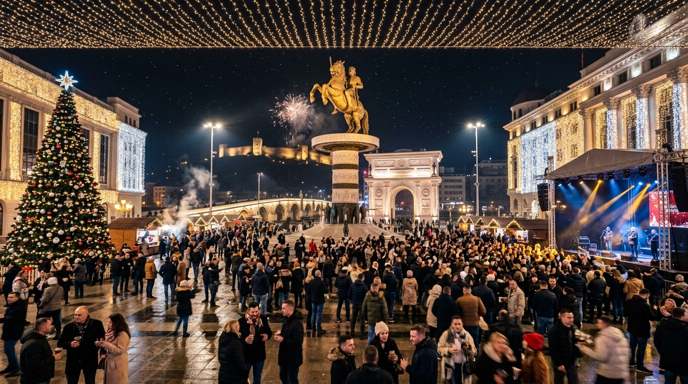 Silvester in Skopje 2026/2027 – Neujahrsfeiern am Mazedonienplatz