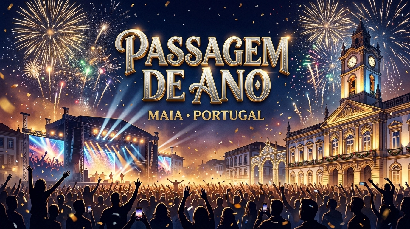 Passagem de Ano 2026/2027 in Maia – Silvesterfeier auf der Praça Doutor José Vieira de Carvalho
