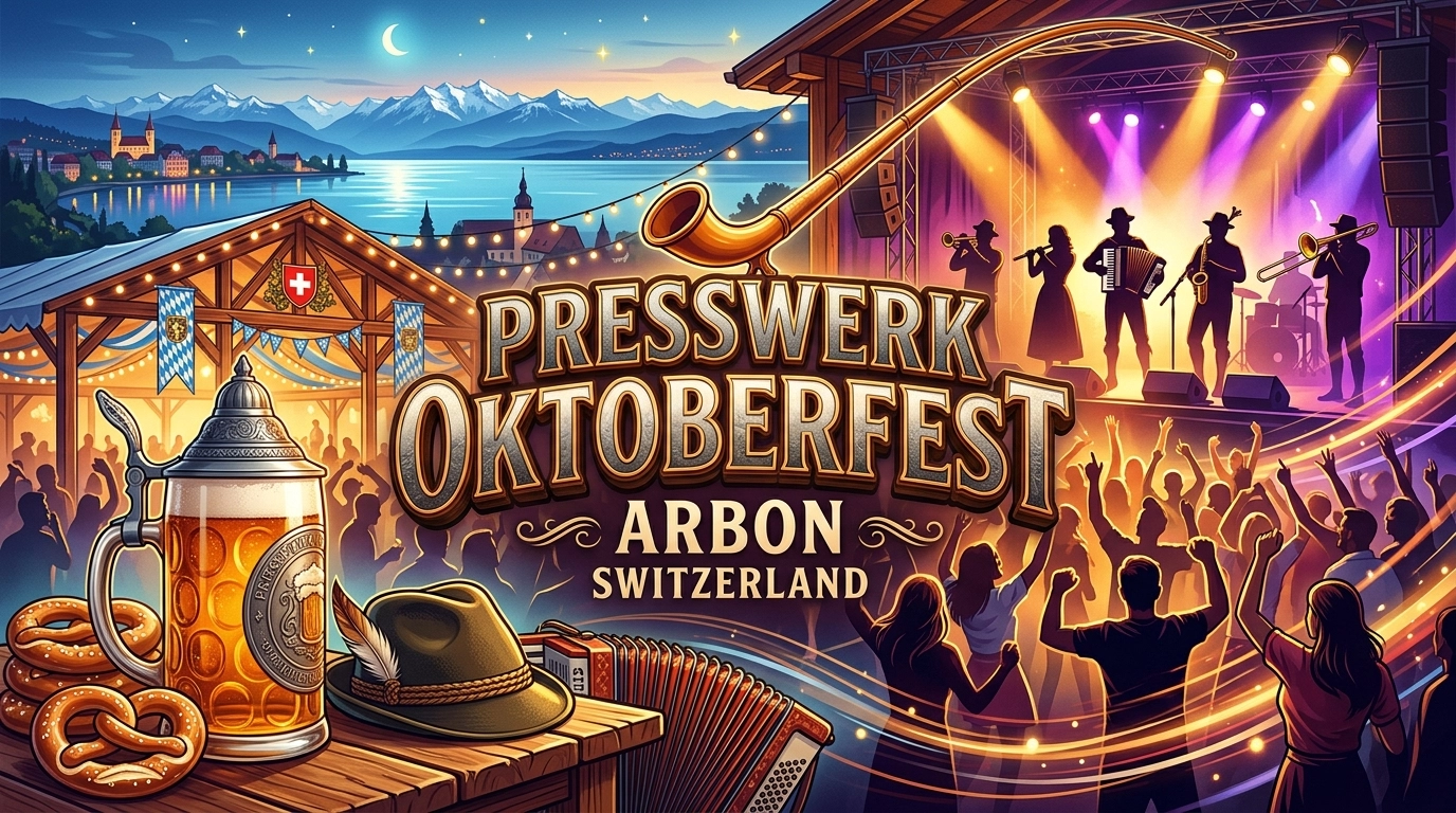 Presswerk Oktoberfest Arbon 2026 – Bayerische Gaudi mit Liveband