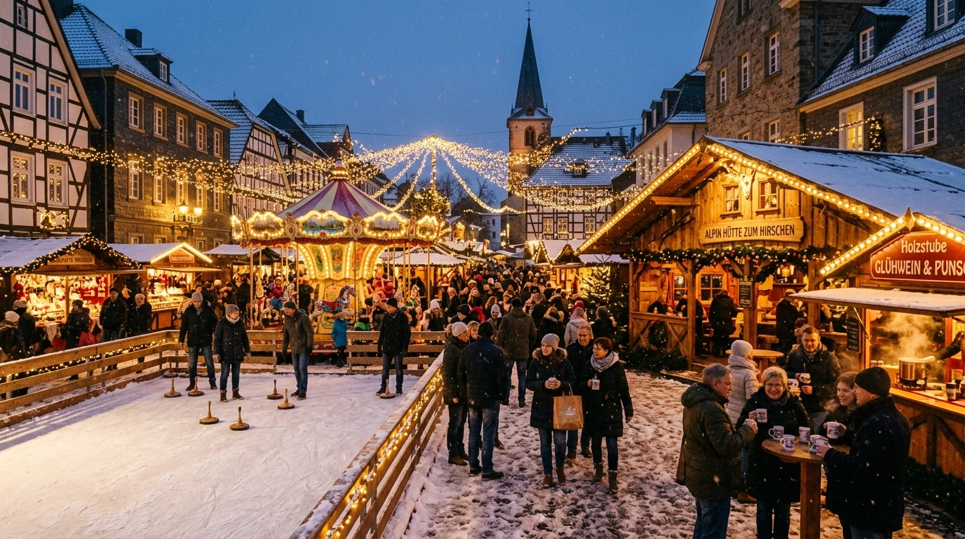 Refrather Weihnachtsmarkt in Bergisch Gladbach (Deutschland) 2026: Termine, Eisstockbahn & Almhütte