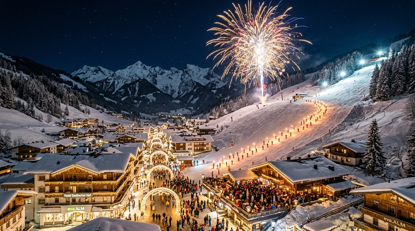Silvester in Saalbach (Österreich) 2026/2027: Ski, Après-Ski & Feuerwerk