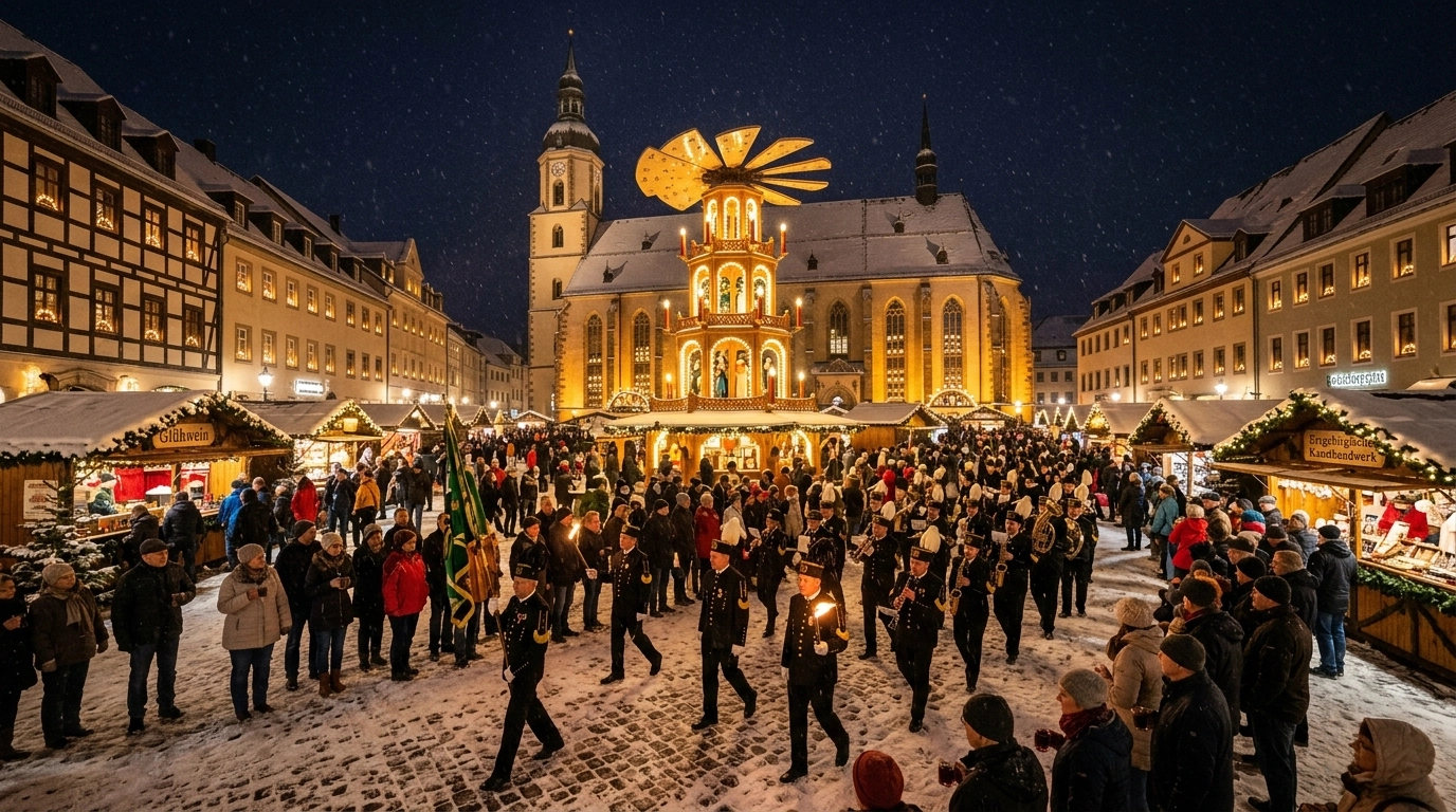 Schneeberger Weihnachtsmarkt 2026 – Tradition & Lichtelfest im Erzgebirge