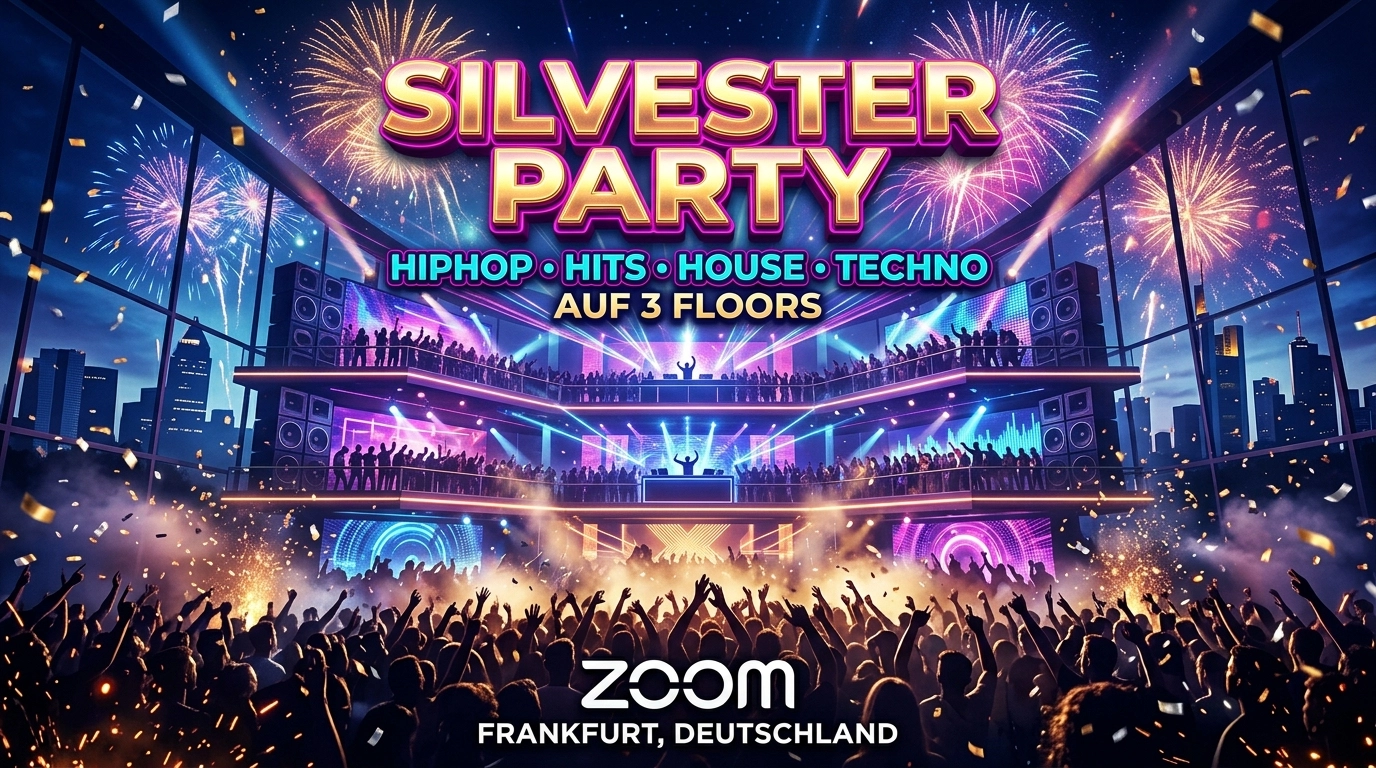 Silvester Party Frankfurt 2026 – HipHop, Hits, House & Techno im ZOOM