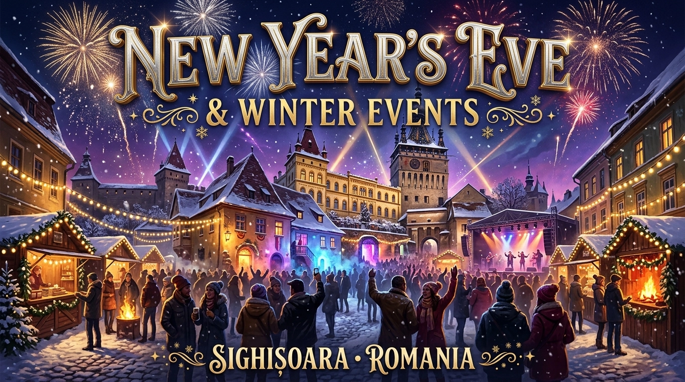 Silvester in Sighișoara 2026/2027: Open Air Party, Gala Dinner und Hotelpartys in der Zitadelle
