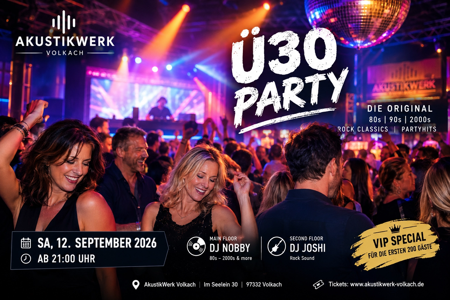 Ü30 Party im AkustikWerk Volkach: Termin und Infos zum Season Opening