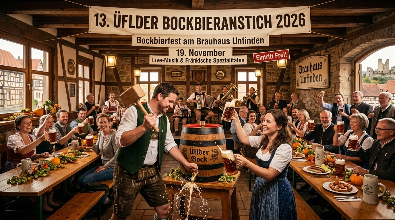 13. Üflder Bockbieranstich 2026: Bockbierfest im Brauhaus Unfinden