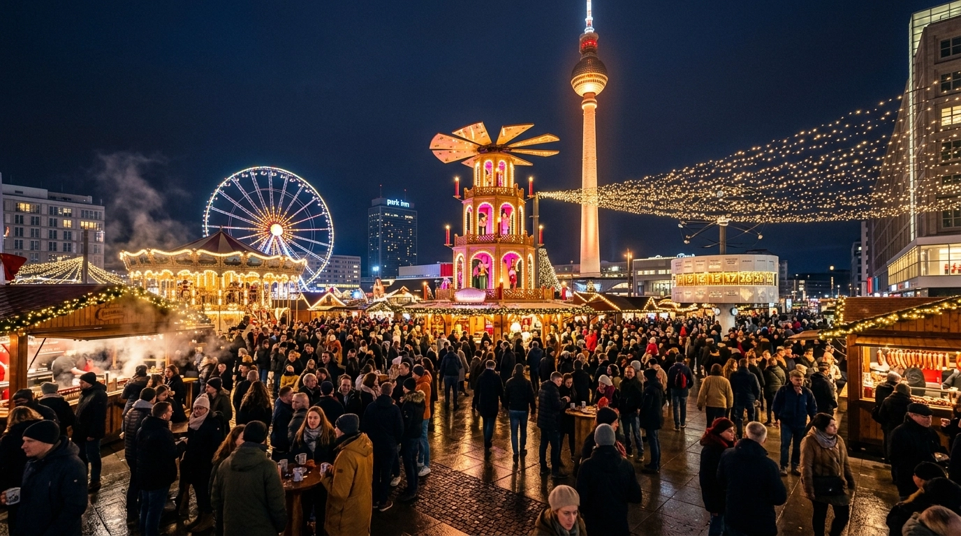 Weihnachtsmarkt am Alexanderplatz 2026 – Riesenrad & Pyramide in Berlin