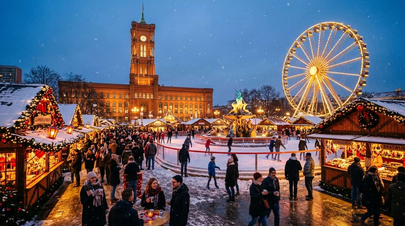 Weihnachtsmarkt am Roten Rathaus 2026 – Berliner Weihnachtszeit mit Eisbahn & Riesenrad