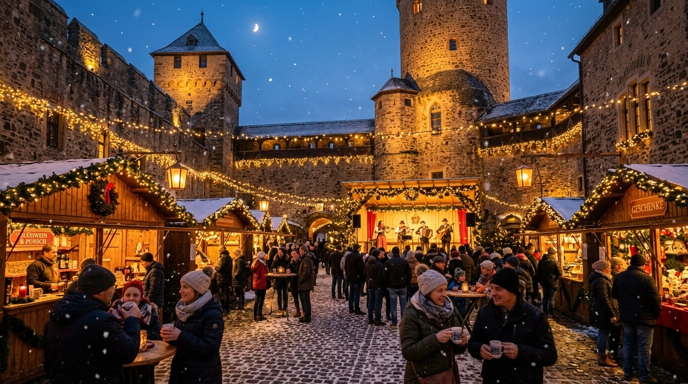 Weihnachtszauber Burg Storkow 2026: Weihnachtsmarkt im Burghof