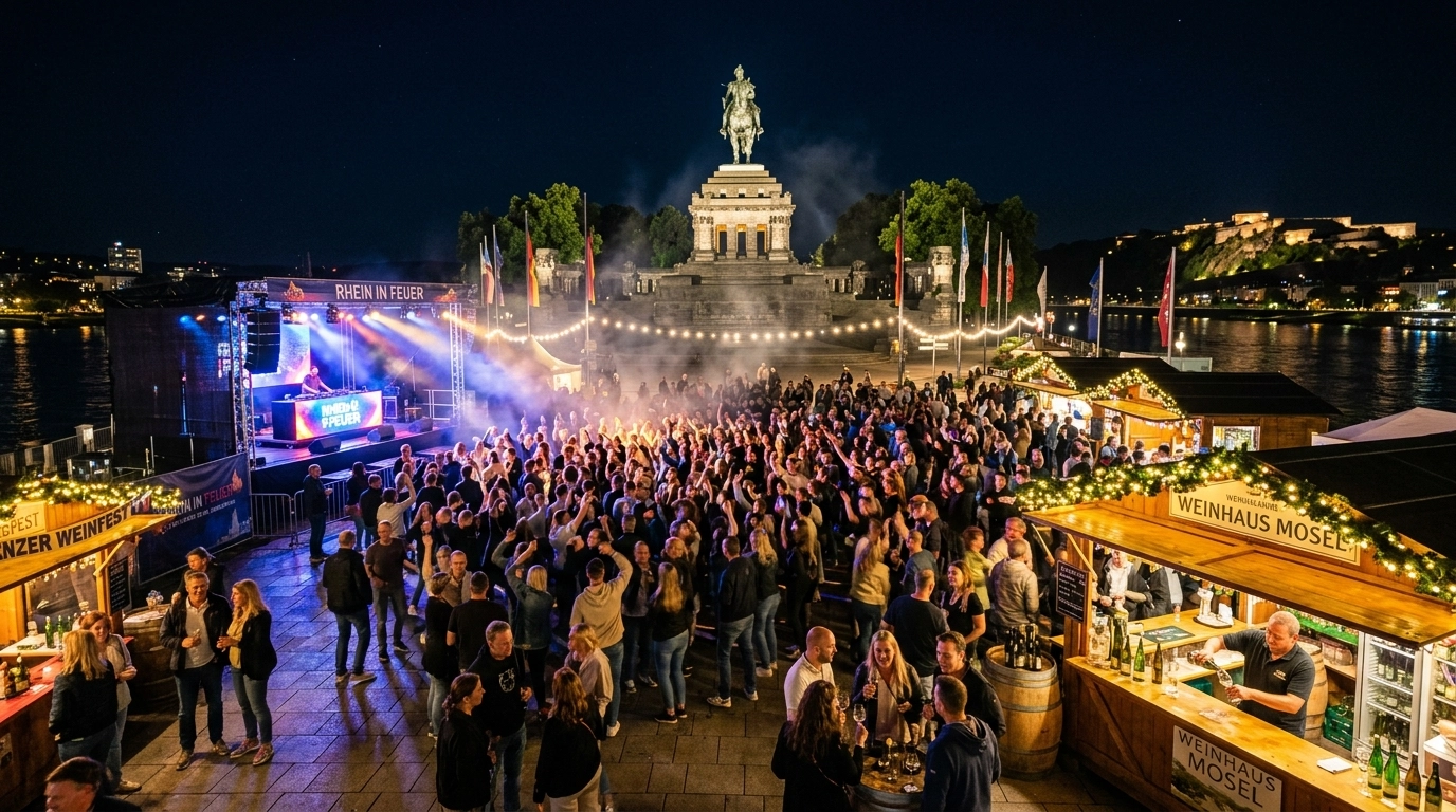 Weinfestival Koblenz und Electronic Wine 2027: Wein trifft Elektro am Deutschen Eck