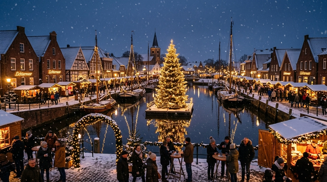 Wintermarkt Carolinensiel 2026/2027 – Weihnachtsmarkt am Museumshafen mit schwimmendem Weihnachtsbaum